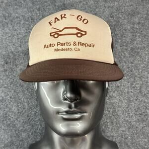 Vtg 80’s Far-Go Auto Parts & Repair Rope Trucker Hat Snapback Cap Modesto CA. OS
